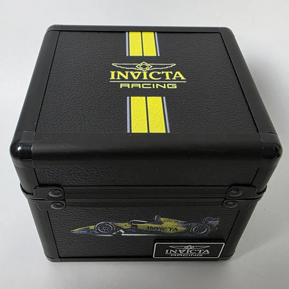 Invicta Racing Single Watch Collector Box Case Black Yellow F1 Race Car Graphic